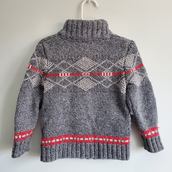 💙 BABY GAP - Grey & Red Zippered Sweater - Size 3 - Picture 2 of 4
